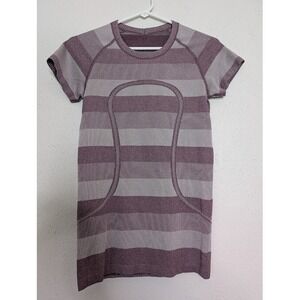 Lululemon Women's Swiftly Tech Short Sleeve Shirt‎ Size 6 Purple Striped Workout